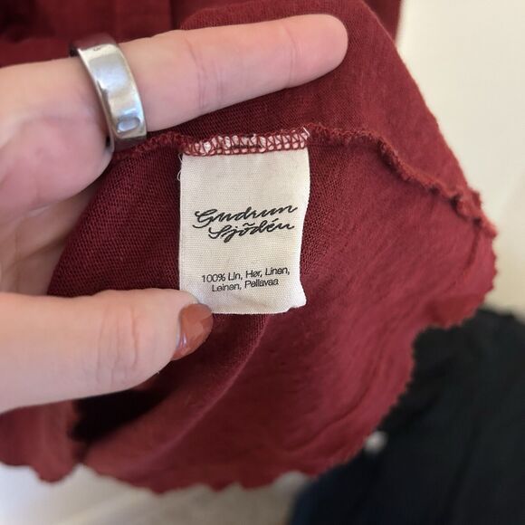 Gudrun Sjoden Dress Large 3/4 Sleeve 100% Linen Red Lagenlook Relaxed - Desc - Picture 4 of 8